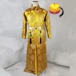 2 colors qianlong  dynasty emperor costumes for men royal clothing halloween cosplay qing dynasty clothes for photography