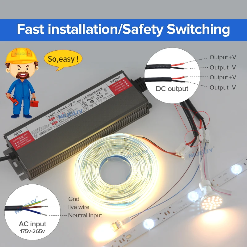 Waterproof Lighting Transformers AC 220V To DC 12V 24V LED Driver Power Adapter 36W 100W 150W 200W 400W 500W 600W Power Supply