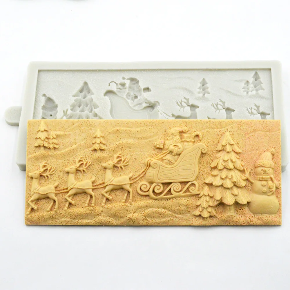 Christmas Tree Deer Santa Claus Fondant Cake Decorating Tools Silicone Mold Sugar Craft Molds DIY Cake   Wholesale K467