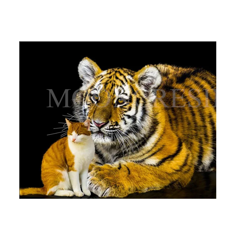 

Animals DIY Diamond Painting Mosaic Tiger On Tummy Full Square Round Drill Embroidered Cross Stitch Decor Rhinestones Needlework