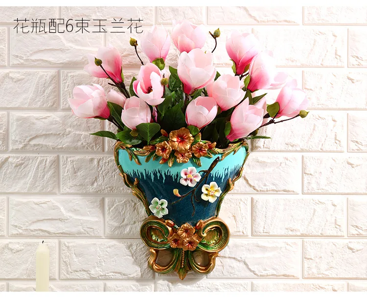 European wall hanging vase creative living room wall flowerpot wall decoration flower arranging device wall resin decoration