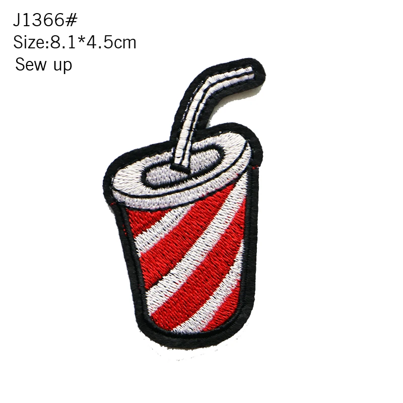 1 Delicate Embroidered Cloth Stickers Sequins Embroidered Stickers Ice Cream Fries Drinks Clothing Packaging Decoration Stickers