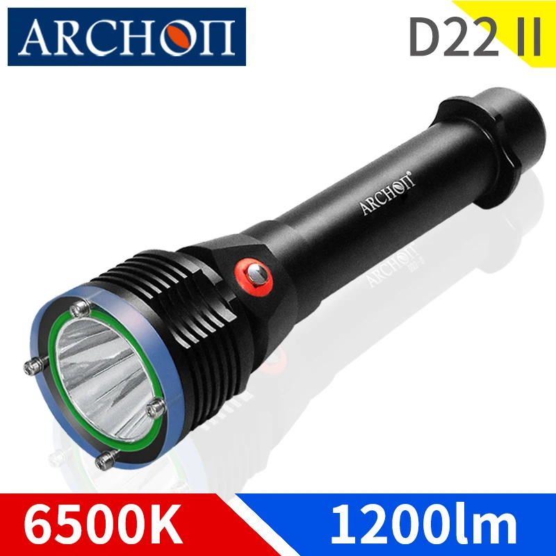 Arco on-lanterna para mergulho d22 ii, 6500k, à prova d\'água, 100m, led cree, 1200 lúmens, para mergulho subaquático