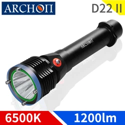 ARCHON-luz de buceo D22 II, 6500K, impermeable, 100m, CREE LED, 1200 lúmenes, subacuática