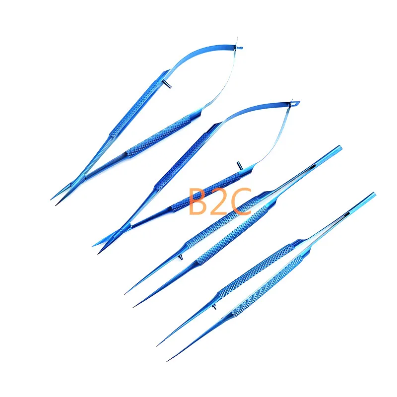 

4pcs/set 14cm Titanium scissors needle holder forceps ophthalmic tweezer eye instrument