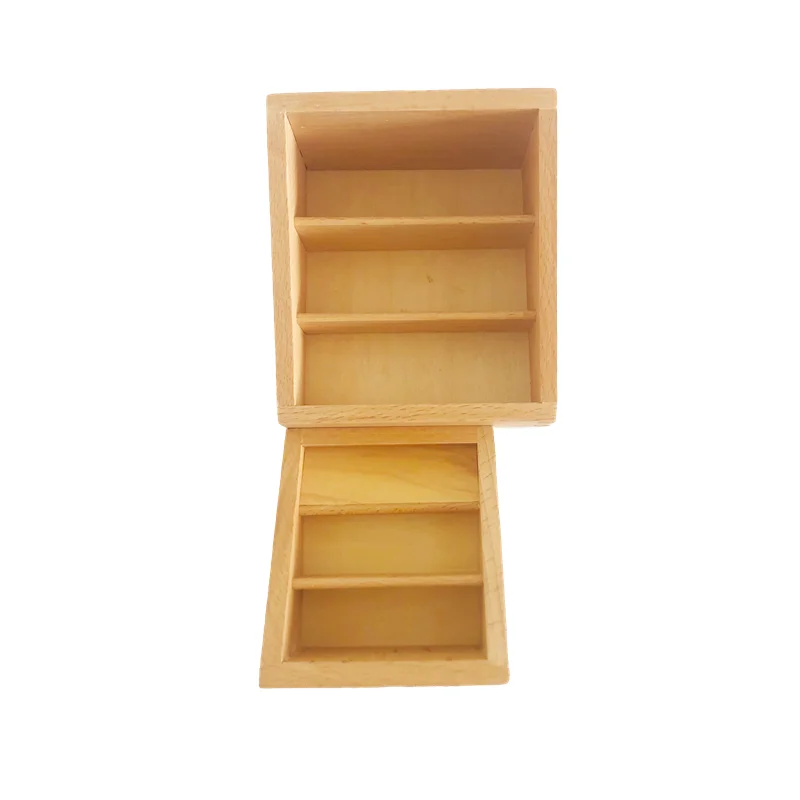 3 Sections Wooden Container for Cards Montessori Materials Mini Tray Organization Storage Box Language/ Culture Area Equipment