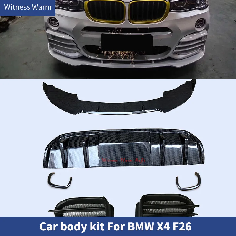 Carbon Fiber Frp Car Body Kit Front Bumper Lip Rear Diffuser Spoiler Splitters Fog Light Cover for Bmw F26 X4 2015-2016