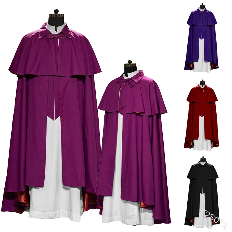 Medieval renascentista guerreiro rei guarda maxi manto senhor retro gótico cavaleiro palco traje cosplay sacerdote trench capa para homem