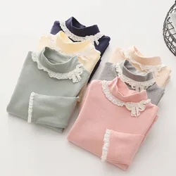 2024 primavera autunno 3 4 5 6 7 8 10 12 anni abbigliamento per bambini principessa papillon camicetta di base bambini neonate t-shirt manica lunga