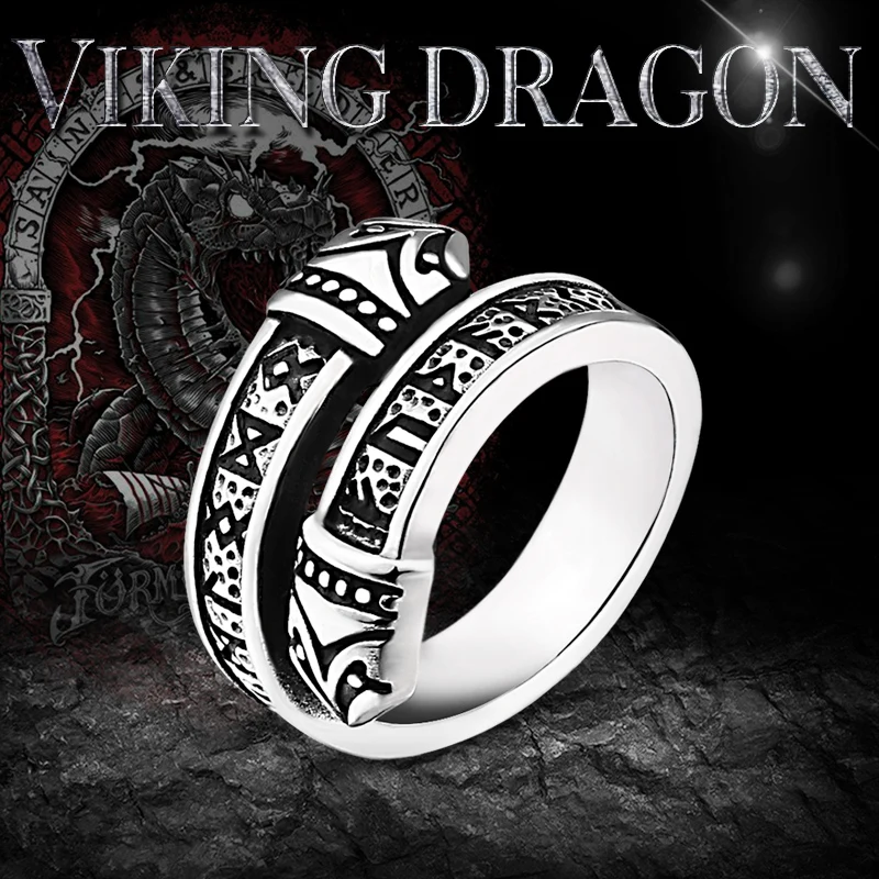 BEIER 316L Stainless Steel Punk Vintage Men Ring Viking Rune Fashion Jewelry Wholesale Gift Dropshipping BR8-575