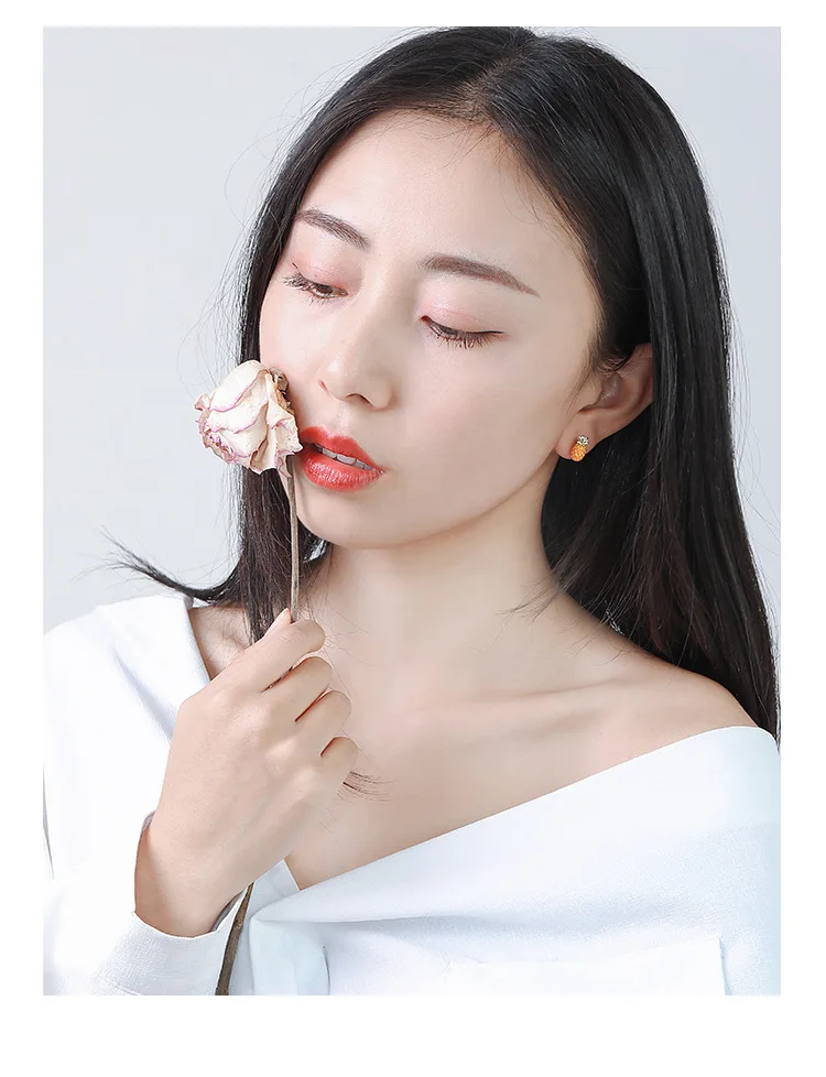 Real 925 Sterling Silver Large pineapple Earrings For Women Ladies Statement Jewelry Korean Earrings Pendientes Brincos