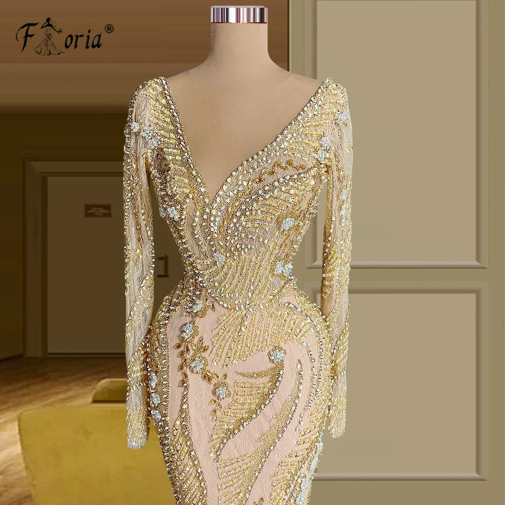 

Elegant Deep V Neck Evening Dress Sparkly Beaded Cystals Sequin Prom Gowns Formal Pageant Gown Customize Robe de mariée