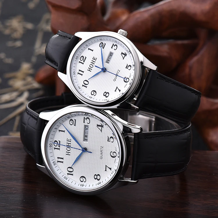 Men's double calendar belt waterproof quartz watch butterfly buckle new fashion business leisure couple woman men's Watch