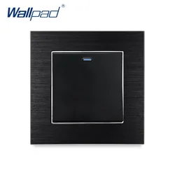 1 Gang 1 Way Switch Wallpad Luxury Wall Light Switch Satin Metal Panel On Off Rocker Switch Interrupteur Fluorescent  Indicator