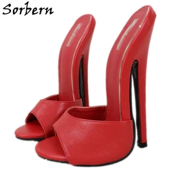 Sorbern 18Cm mulo Sexy amante Hi Heel Slides Ladies Unisex Open Toe scarpe Stiletto Fetish Slipper nero opaco colore personalizzato