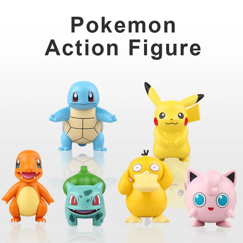 TAKARA TOMY 6 Styles Pokemon Cute Figure Doll Pikachu Charmander  Psyduck Squirtle Jigglypuff  Toys Hobbies Action Toy Figures