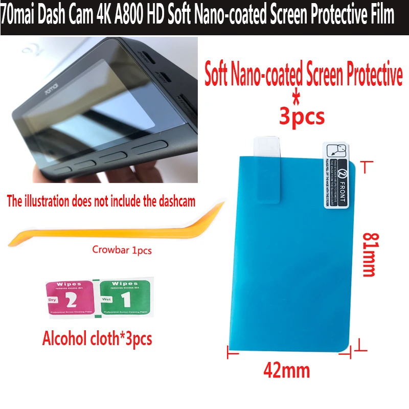 For 70mai A810/ A800 dedicated accessories DVR film stand static stickers HD soft nano coated screen protection film