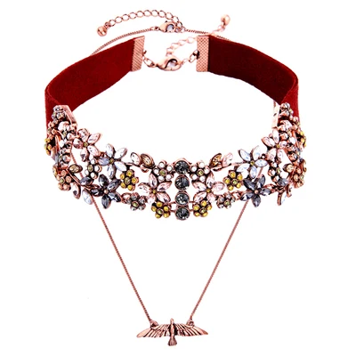 Women Multi-layer Necklace Bird Flower Flannel Pendant Necklace Occident Fashion Jewelry Crystal Inlaid Luxury chokers Necklaces