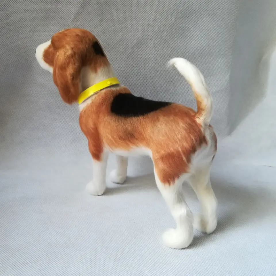 リアルな犬ビーグルハードモデルプラスチック & 毛皮立ち犬約 22 × 18 センチメートル手芸、家の装飾おもちゃクリスマスギフト w0586