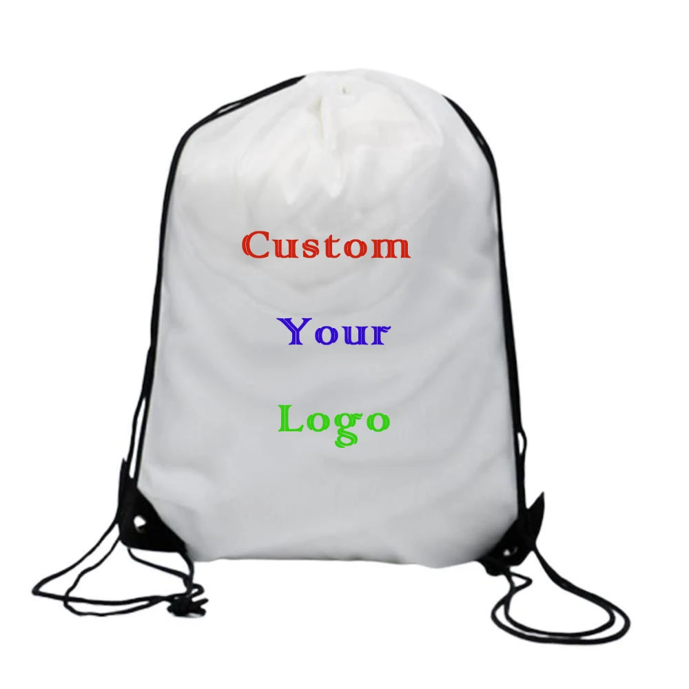 Drawstring Bag Custom Logo Portable Lightweight Backpack Drawstring Travel Sport Outdoor Hiking Oxford Shoes Cloth Storage Bag