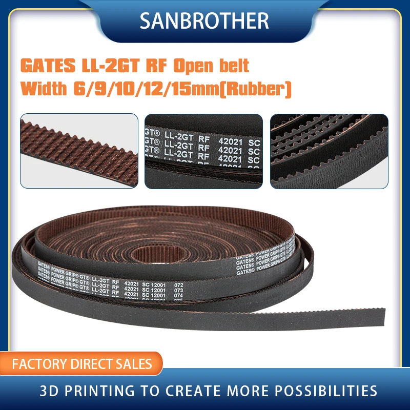 GT2 LL-2GT RF 2GT Open Synchronous Timing belt width 6/9/10/12/15mm Rubber Low dust low vibration 3D printer VORON gates