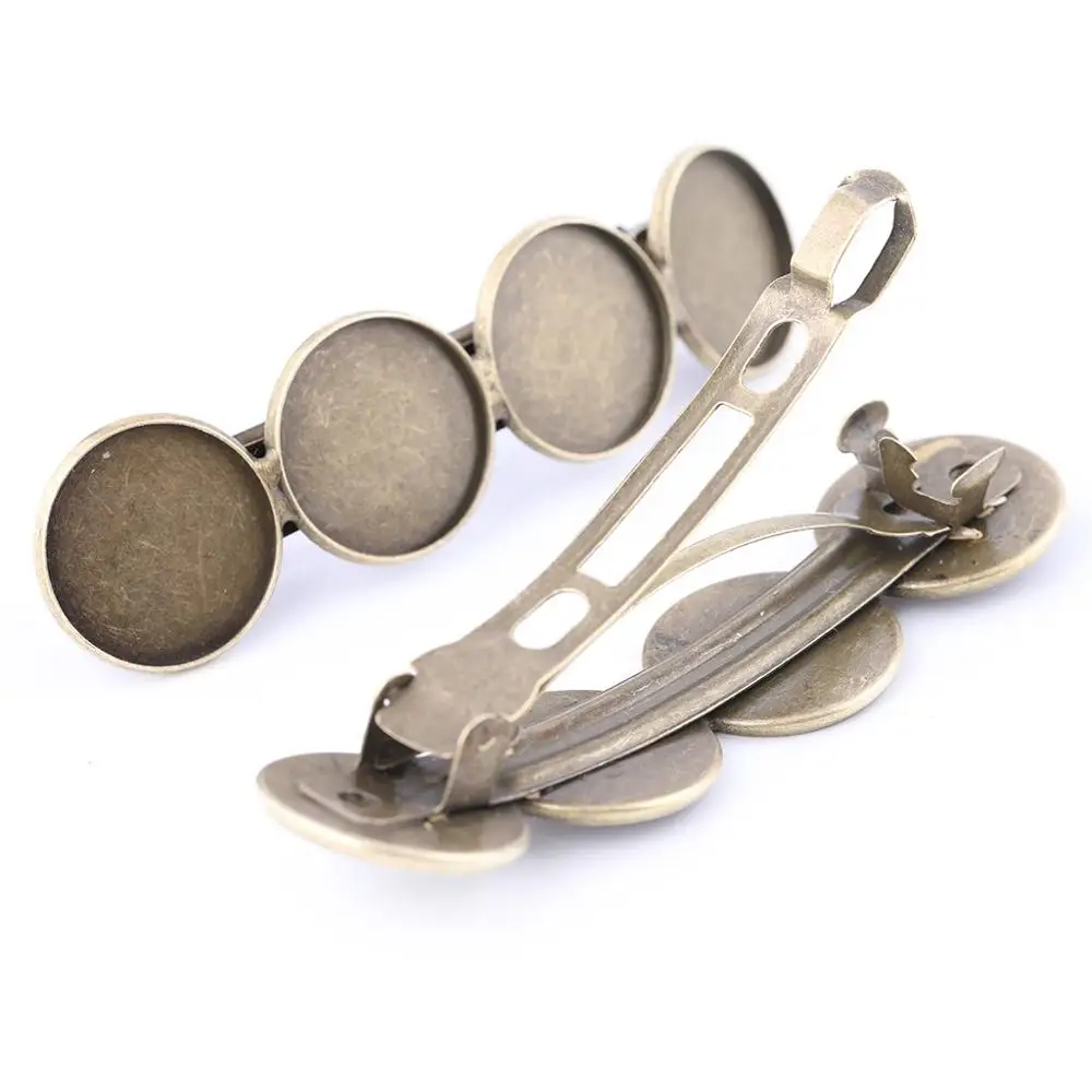 5pcs 20mm Cabochon Hair Clip Base Setting Trays Antique Bronze Hairclip Hairpin Bezel Blanks For Jewelry Making