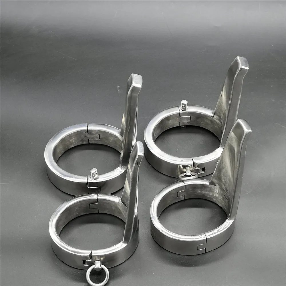 New Design Stainless Steel Oval Fetter Shackles High-heel Shoe Ankle Cuffs Restraint Adult Bondage BDSM Sex Toy For Male Female