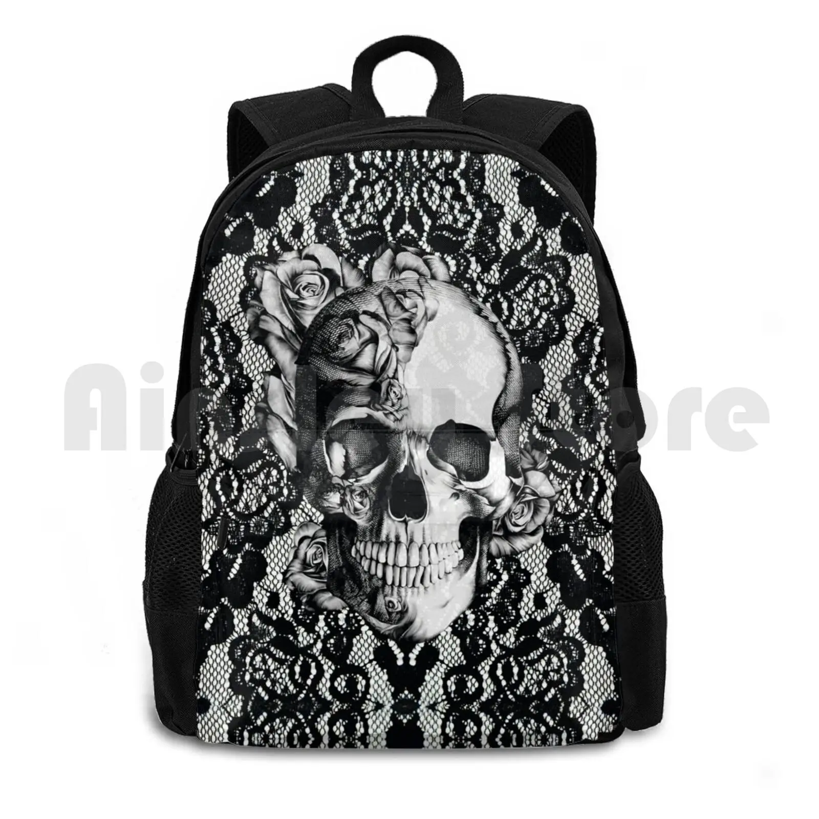 

Gothic Lace Skull Outdoor Hiking Backpack Riding Climbing Sports Bag Gothic Skull Lace Skull Rose Skull Floral Skull Flower