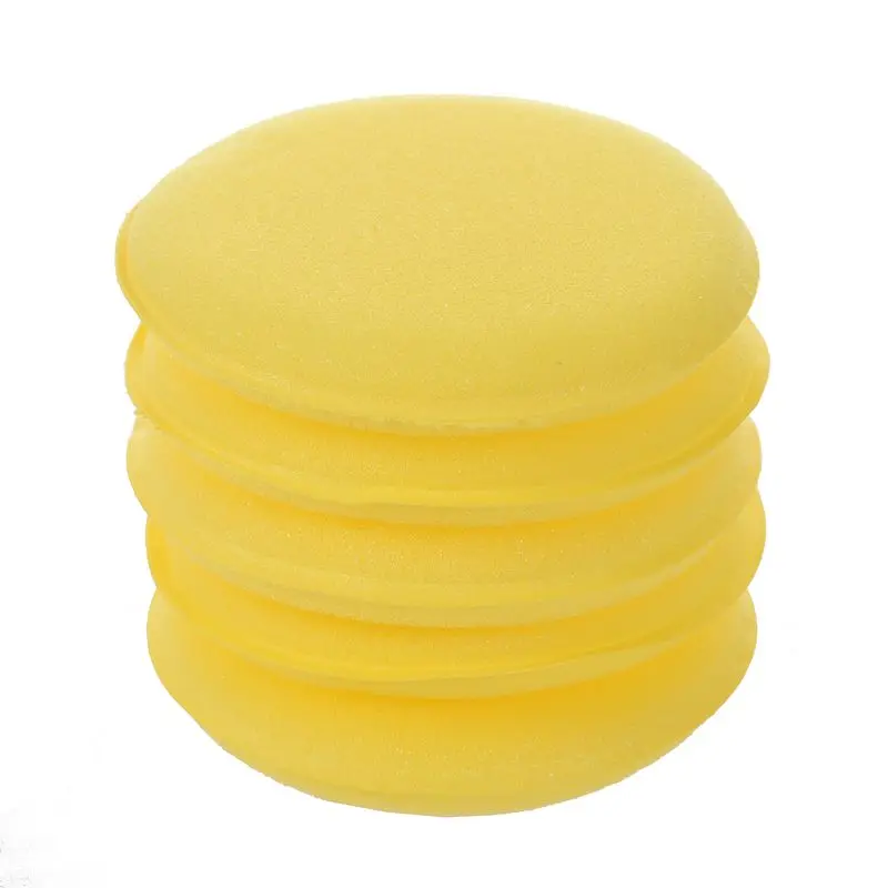 

5 x Yellow Car Wax Polish Applicator Pad Large 5inch Soft Foam Sponge Pads