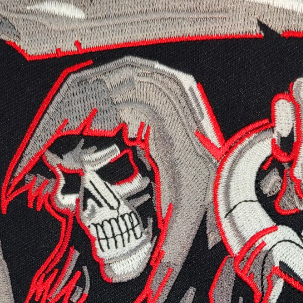 Satan Skull Reaper Lamp Embroidery Iron on Patches Large Back Badges Biker Jackets Motorcycle Vest Applique Custom for Clothes