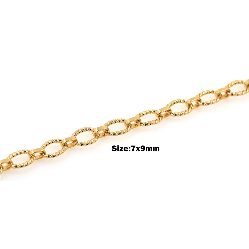 1 Meter Nickel-Free Copper Gold-Plated Chain Gold Oval Chain Twisted Bulk Chain DIY Necklace Bracelet Making Jewelry Accessories