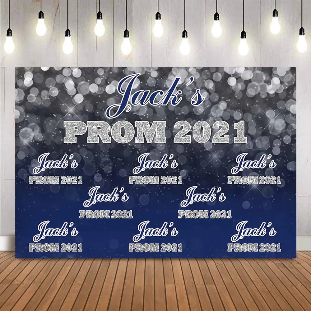 2K21 Выпускной День Рождения Выпускной фон синий и серебряный боке фон для фотостудии, класс 2021 поздравивечерние