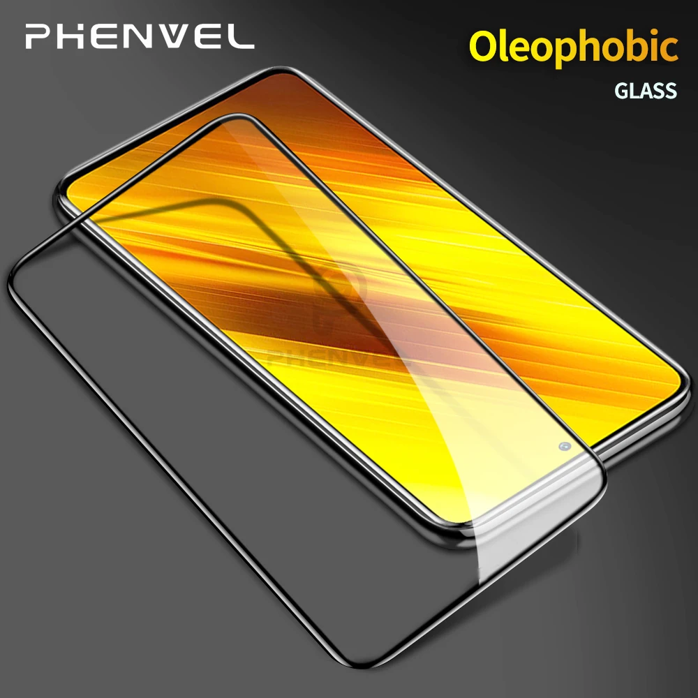 Protective Glass For Xiaomi Poco X3 NFC Oleophobic Tempered Glass Film For Poco M3 F3 F2 Pro Full Cover Screen Protector