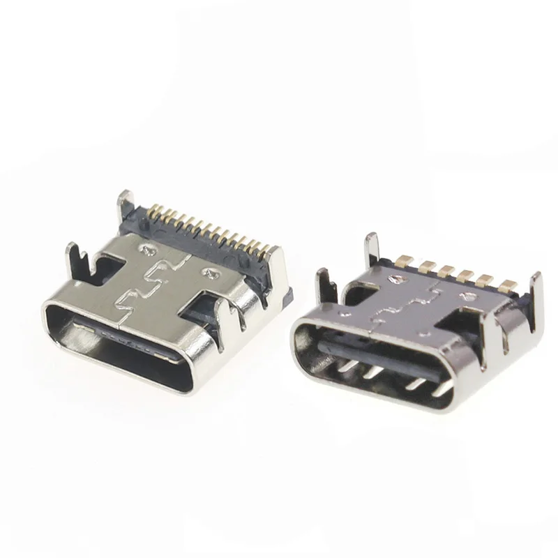 USB3.1 6pin/16pin Type-C DIP 3A 5A High Current Micro USB Connectors Female Port Jack Tail Plug Socket Electric Terminals