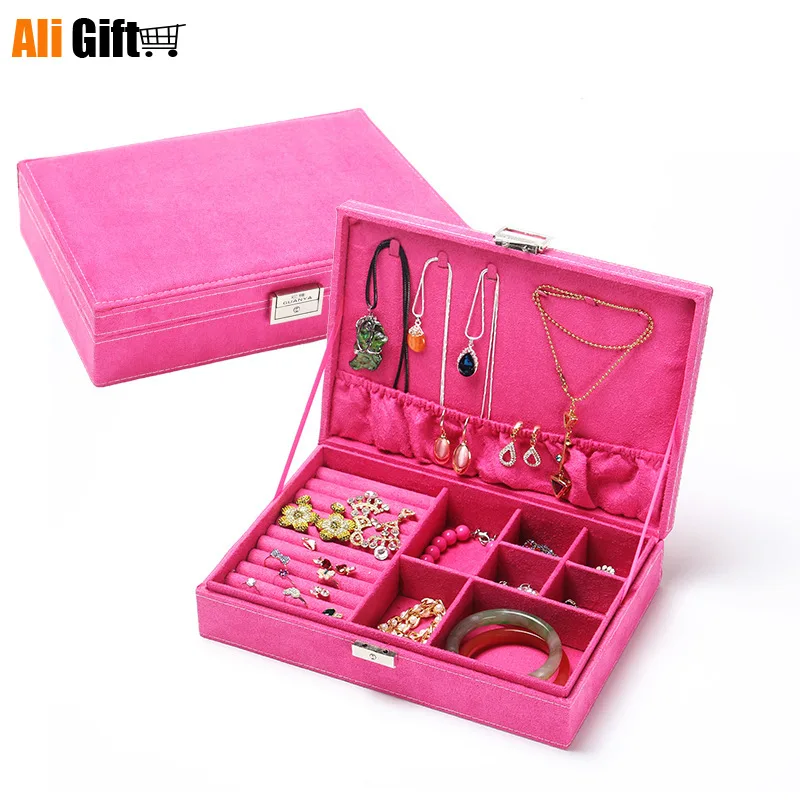 Elegant Flannel Jewelry Box Necklace Pendant Ring Flannel Ring Box Earring Box Storage Jewelry Box Makeup Organizer