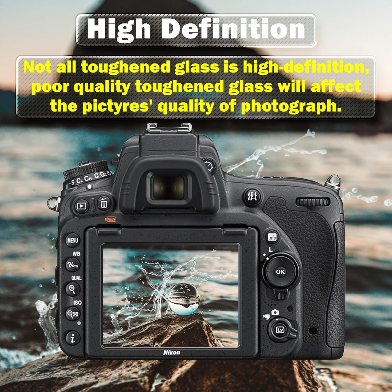 Закаленное стекло D750, защитное самоклеящееся стекло, основной ЖК-дисплей + Защитная пленка для экрана Nikon D750