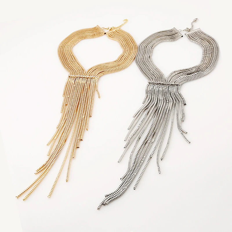 2024 New Bohemian Long Chains Tassel Pendants Necklaces For Women Indian Statement Chunky Maxi Choker Necklace Jewelry Woman