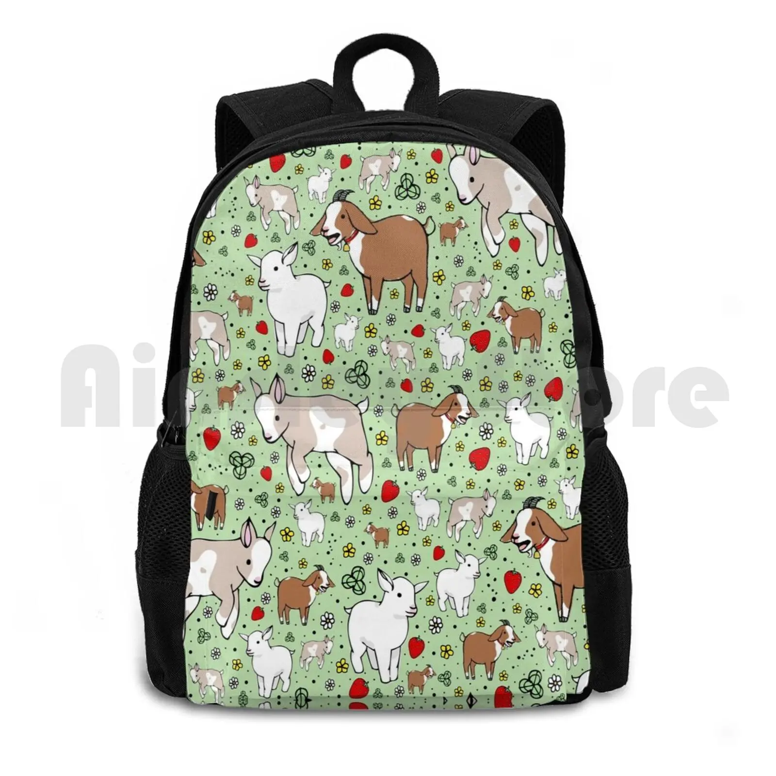 Goats Outdoor Hiking Backpack Waterproof Camping Travel Goats Goat Cute Goat Goat Pattern Goat Design Happy Goats Cool Goat