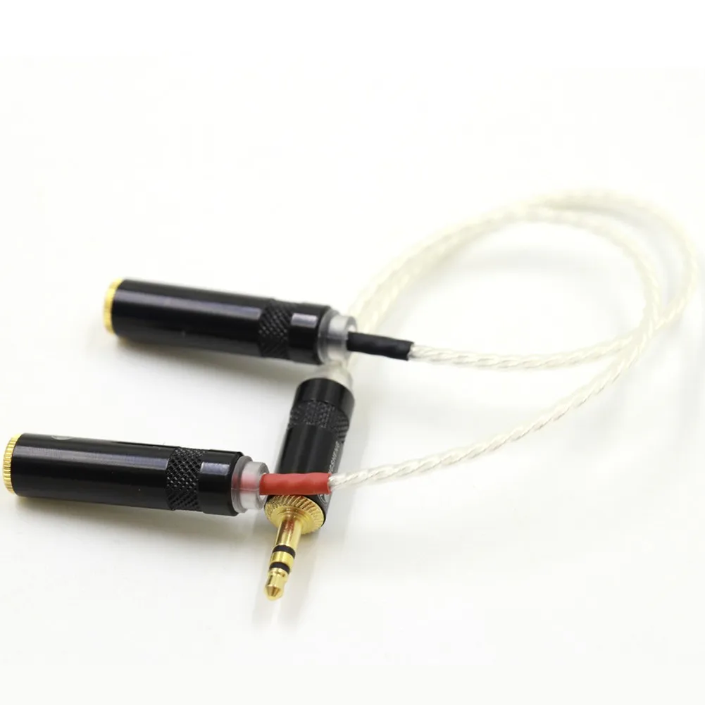TOP-HiFi 10cm 3.5mm Stereo maschio a doppio 2x3.5mm cavo femmina singolo cristallo argento 3 linee In cavo Aux per auto amplificatore per cuffie