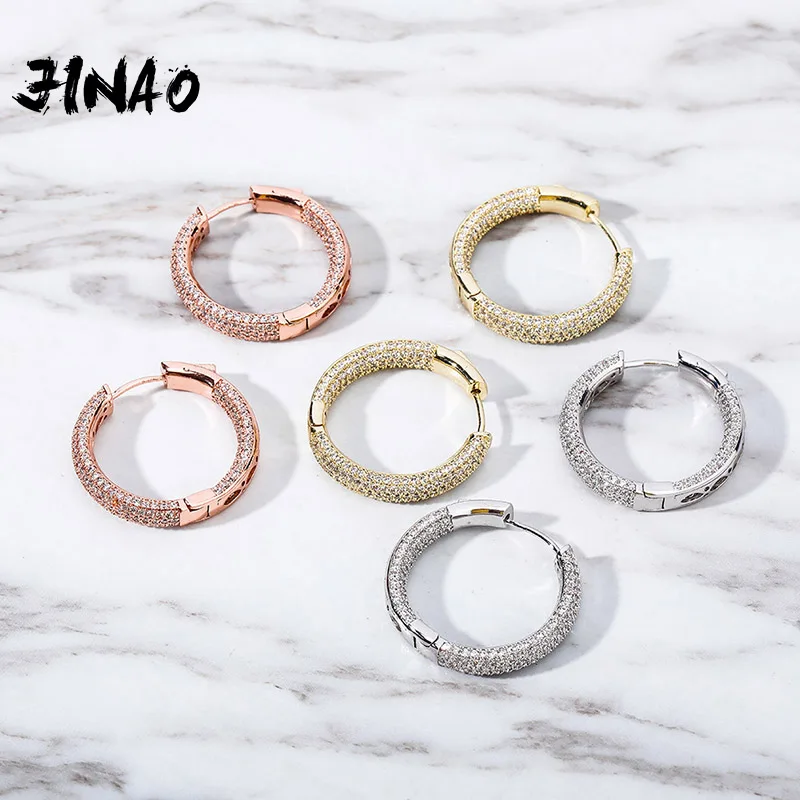 

JINAO NEW HIP HOP Earrings High Quality Personality Iced Out Rotundity AAA+CZ Earings Men and Women Jewelry For Gift