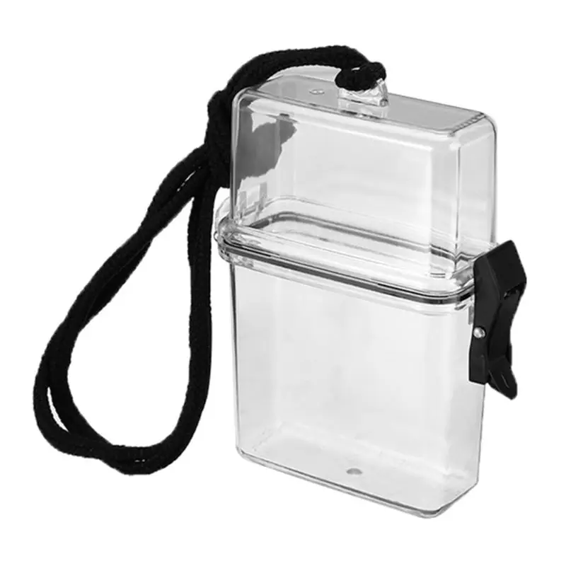 Transparent Waterproof Clear Cigarette Case Box Neck-hung Portable Plastic Lipstick Lighter Card Storage Box Holder with Lanyard