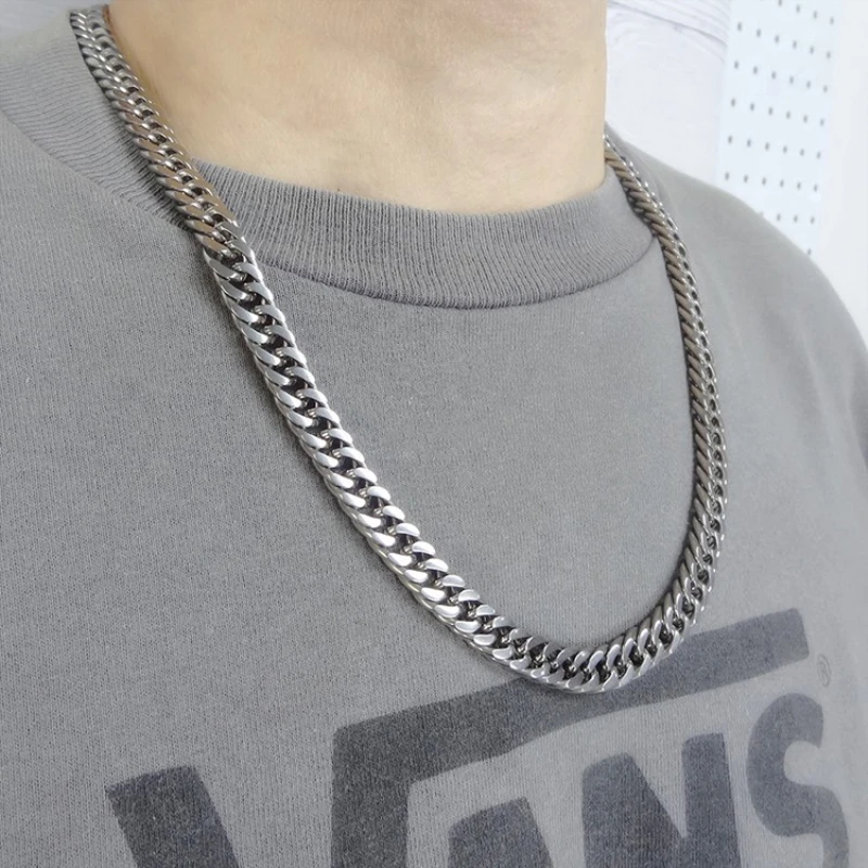 9.5 Mm Titanium Curb Chain 62 Cm Length Necklace 20 Cm Bracelet