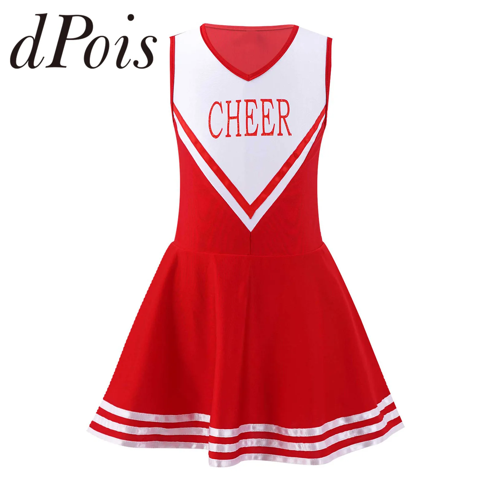 Kids Girls Cheerleading Dress Cosplay Cheerleader Costume Letter Printed Cheer Dance Clothes Children Cheerlead Dancewear