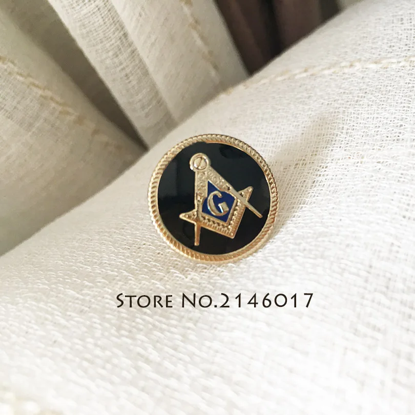 10pcs Wholesale Masonic Masonry Metal Badge Soft Enamel Epoxy Brooch Blue Lodge Gift 15mm Freemason Square and Compass Lapel Pin