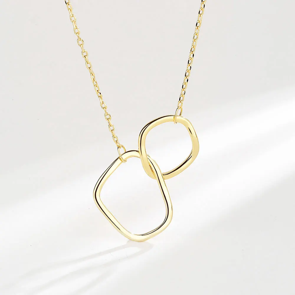 925 Sterling Silver Necklace For Women Circle Shape Gold Plated Trendy O Chain Chocker Chirstamas Gift Fine Jewlery