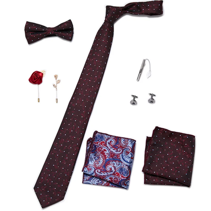 Herren-Krawatten-Set, luxuriöse Geschenkbox, Seidenkrawatte, Krawatten-Set, 8-teilig, innenverpackt, festliches Geschenk, Krawatte, Einstecktücher, Urlaubsgeschenk für Männer – Detail 36