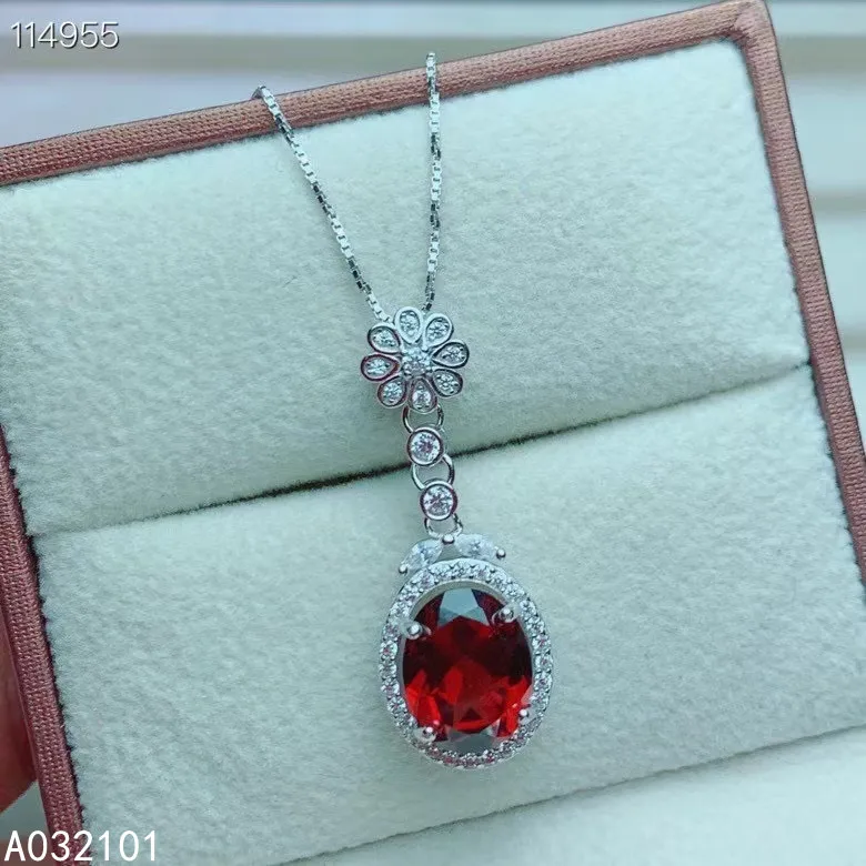 

KJJEAXCMY fine Jewelry 925 Sterling Silver Natural Garnet Girl trendy Pendant Necklace Support Test Chinese style hot selling