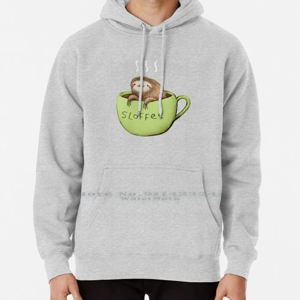 Sloffee Hoodie Sweater 6xl Cotton Sloffee Coffee Slowth Drink Cup Awesome Cute Kawaii Lovely Silly Punny Tea Meme Miniature Boy