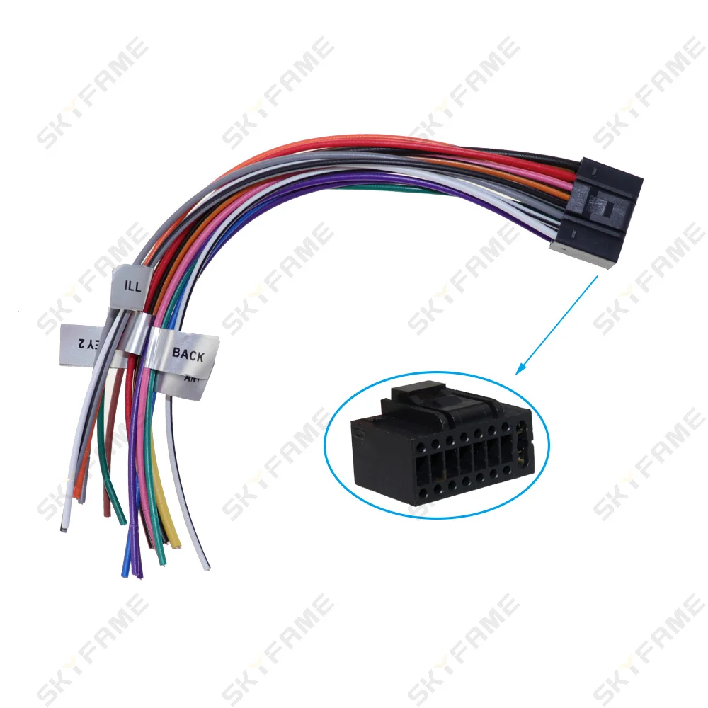 SKYFAME Car Android Radio 16pin Universal Wiring Harness Adapter Power Cable