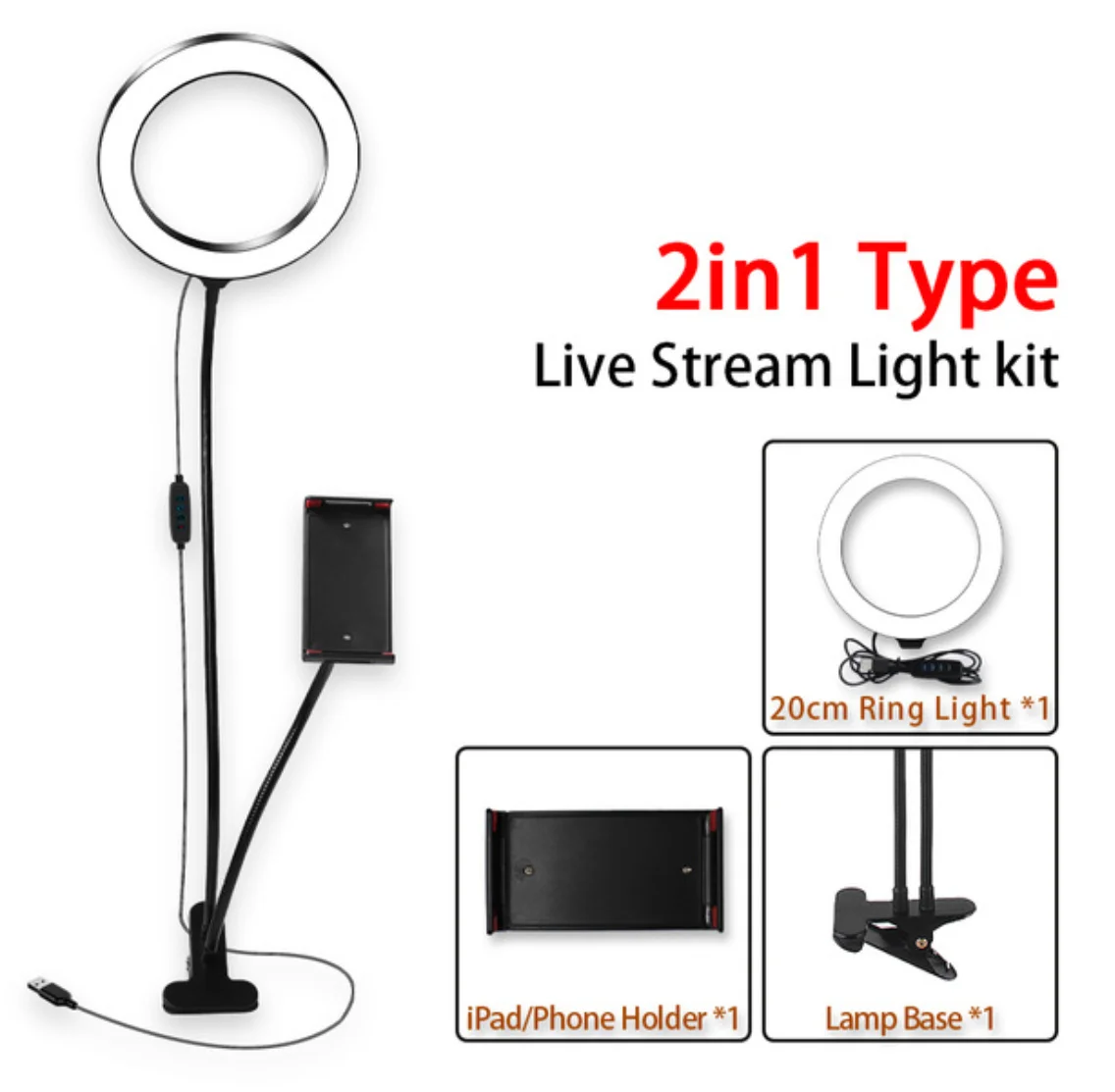 Pied De micro 26CM LED Photographie Éclairage Ciseaux Bras et Montage Sur Table Flexible multifonction Vivre Blogueurs Vidéo